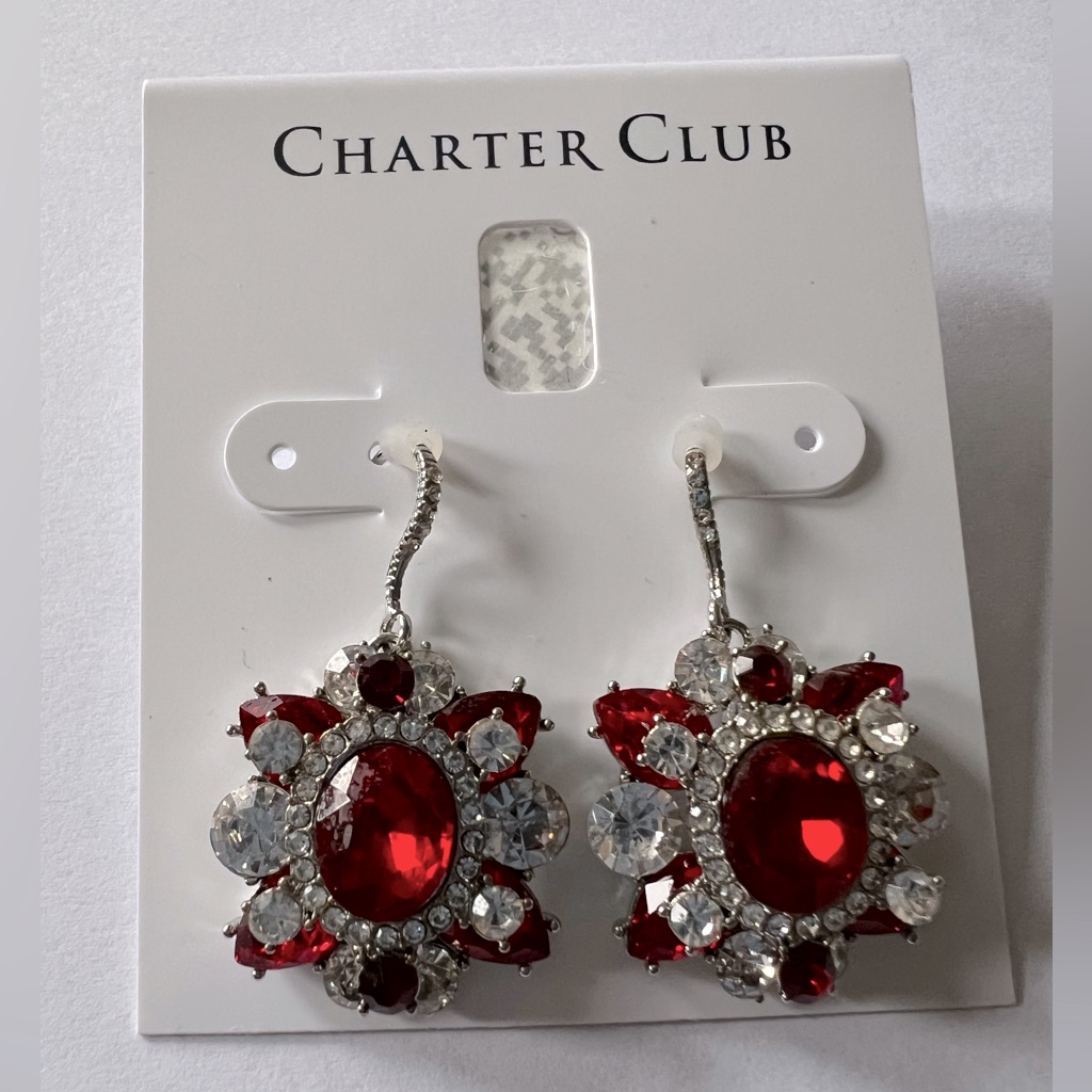 Ruby Red Flower Earrings